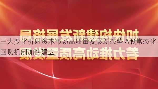 三大变化折射资本市场高质量发展新态势 A股常态化回购机制加快建立