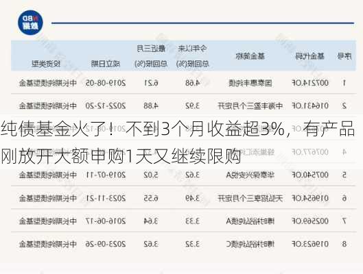 纯债基金火了！不到3个月收益超3%，有产品刚放开大额申购1天又继续限购