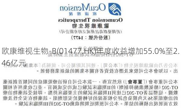 欧康维视生物-B(01477.HK)年度收益增加55.0%至2.46亿元