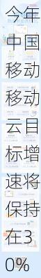 今年中国移动移动云目标增速将保持在30%以上