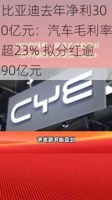 比亚迪去年净利300亿元：汽车毛利率超23% 拟分红逾90亿元