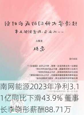 南网能源2023年净利3.11亿同比下滑43.9% 董事长李晓彤薪酬88.71万