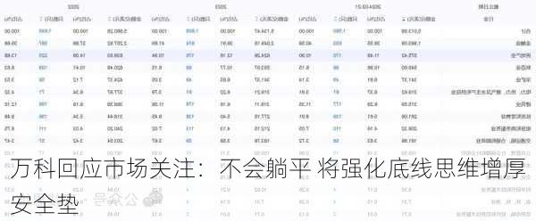 万科回应市场关注：不会躺平 将强化底线思维增厚安全垫