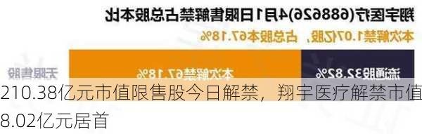 210.38亿元市值限售股今日解禁，翔宇医疗解禁市值48.02亿元居首