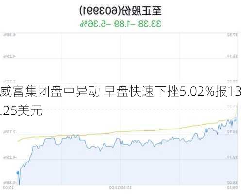 威富集团盘中异动 早盘快速下挫5.02%报13.25美元