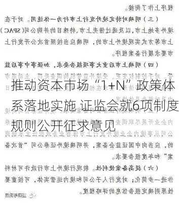 推动资本市场“1+N”政策体系落地实施 证监会就6项制度规则公开征求意见