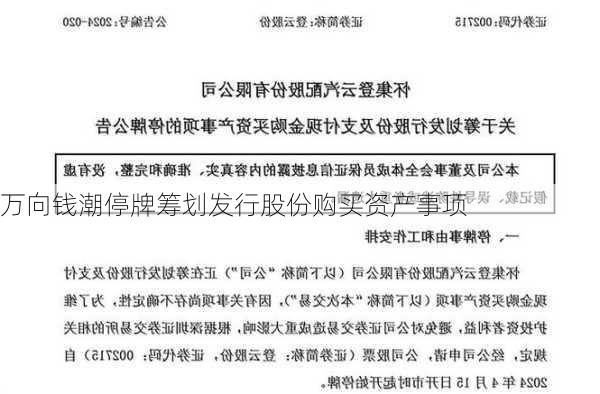 万向钱潮停牌筹划发行股份购买资产事项