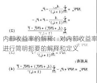 内部收益率的解释：对内部收益率进行简明扼要的解释和定义