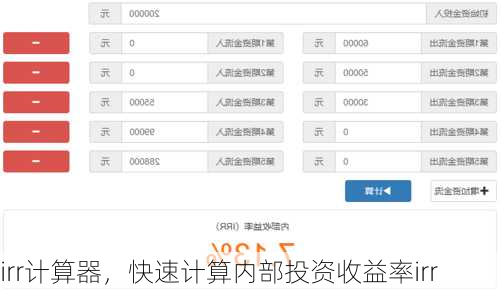 irr计算器，快速计算内部投资收益率irr