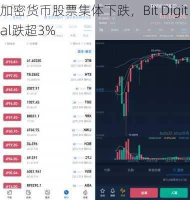 加密货币股票集体下跌，Bit Digital跌超3%