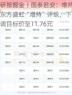 研报掘金丨国泰君安：维持东方盛虹“增持”评级，下调目标价至11.76元