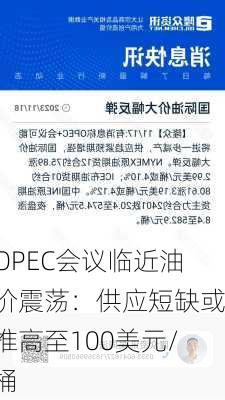 OPEC会议临近油价震荡：供应短缺或推高至100美元/桶