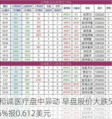 泰和诚医疗盘中异动 早盘股价大跌5.86%报0.612美元