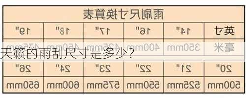 天籁的雨刮尺寸是多少？