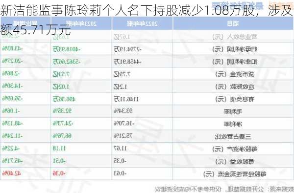 新洁能监事陈玲莉个人名下持股减少1.08万股，涉及金额45.71万元