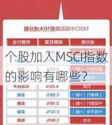 个股加入MSCI指数的影响有哪些？