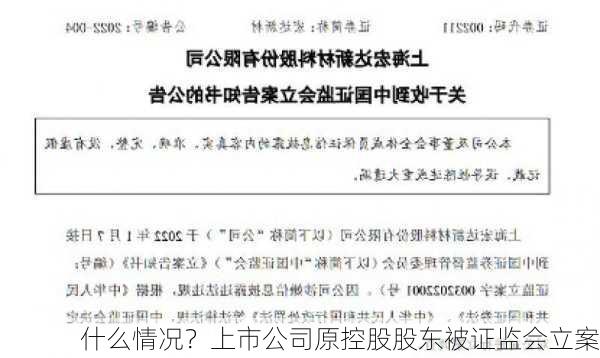 什么情况？上市公司原控股股东被证监会立案