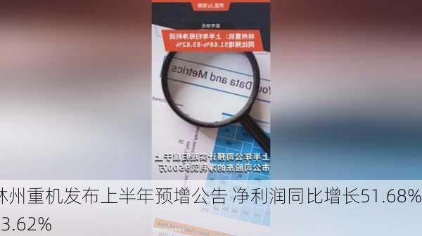 林州重机发布上半年预增公告 净利润同比增长51.68%~83.62%