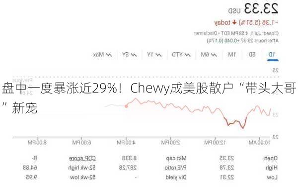 盘中一度暴涨近29%！Chewy成美股散户“带头大哥”新宠