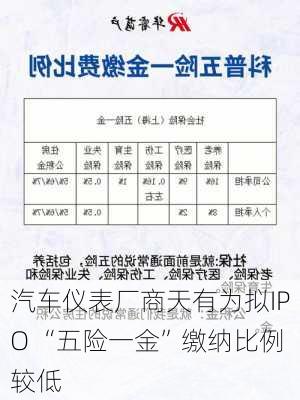 汽车仪表厂商天有为拟IPO “五险一金”缴纳比例较低