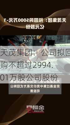 天茂集团：公司拟回购不超过2994.01万股公司股份