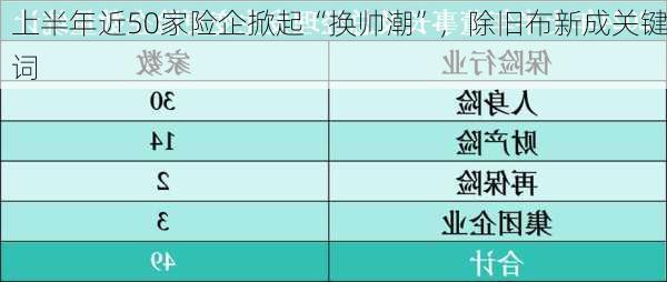 上半年近50家险企掀起“换帅潮”，除旧布新成关键词