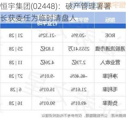 恒宇集团(02448)：破产管理署署长获委任为临时清盘人