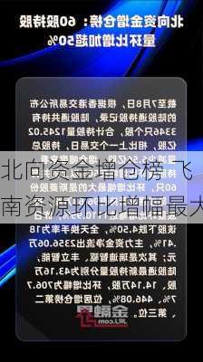 北向资金增仓榜 飞南资源环比增幅最大