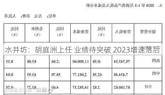 水井坊：胡庭洲上任 业绩待突破 2023增速落后