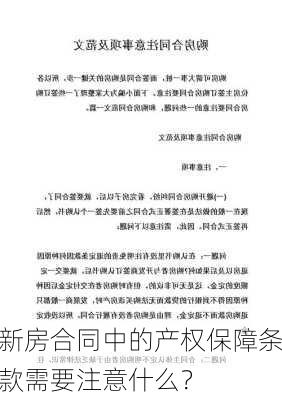 新房合同中的产权保障条款需要注意什么？