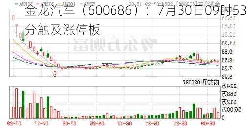 金龙汽车（600686）：7月30日09时53分触及涨停板