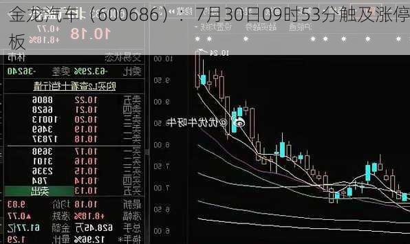 金龙汽车（600686）：7月30日09时53分触及涨停板