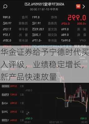 华金证券给予宁德时代买入评级，业绩稳定增长，新产品快速放量