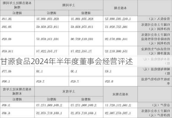 甘源食品2024年半年度董事会经营评述