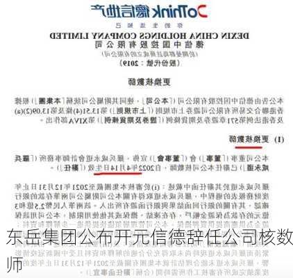 东岳集团公布开元信德辞任公司核数师