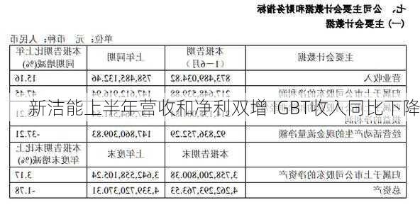 新洁能上半年营收和净利双增 IGBT收入同比下降