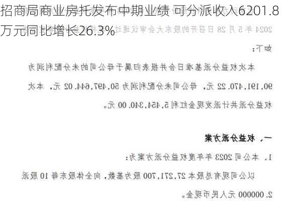 招商局商业房托发布中期业绩 可分派收入6201.8万元同比增长26.3%