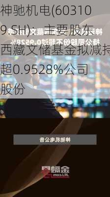 神驰机电(603109.SH)：主要股东西藏文储基金拟减持不超0.9528%公司股份