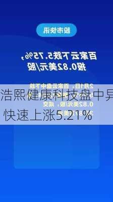 浩熙健康科技盘中异动 快速上涨5.21%