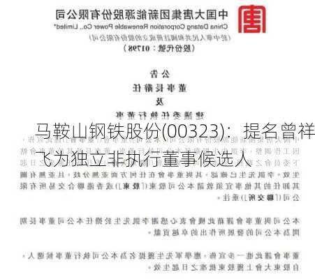 马鞍山钢铁股份(00323)：提名曾祥飞为独立非执行董事候选人