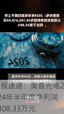 财报速递：奥普光电2024年半年度净利润3408.33万元