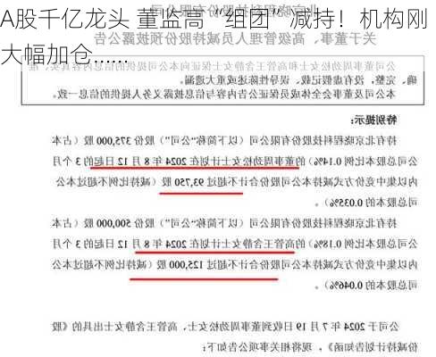 A股千亿龙头 董监高“组团”减持！机构刚大幅加仓……