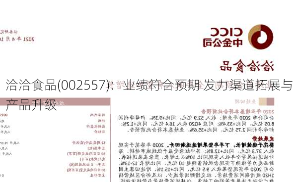 洽洽食品(002557)：业绩符合预期 发力渠道拓展与产品升级