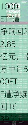 最不受欢迎ETF：上周（9.2至9.6）南方中证1000ETF遭净赎回22.85亿元，南方中证500ETF遭净赎回16.39亿元