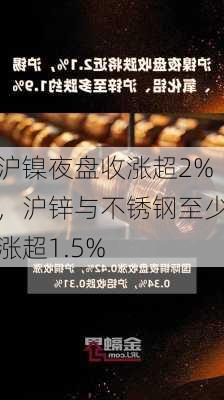 沪镍夜盘收涨超2%，沪锌与不锈钢至少涨超1.5%