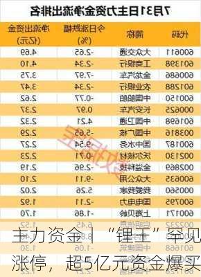 主力资金丨“锂王”罕见涨停，超5亿元资金爆买