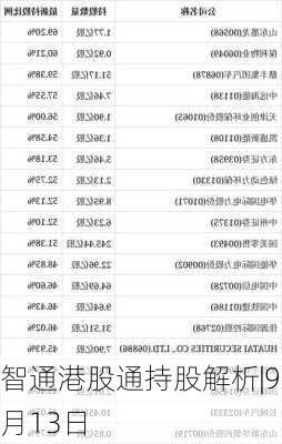 智通港股通持股解析|9月13日