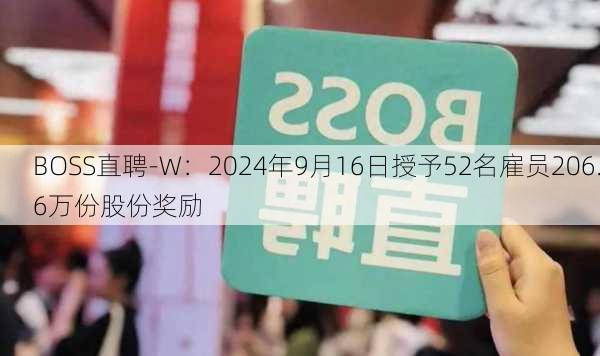 BOSS直聘-W：2024年9月16日授予52名雇员206.6万份股份奖励