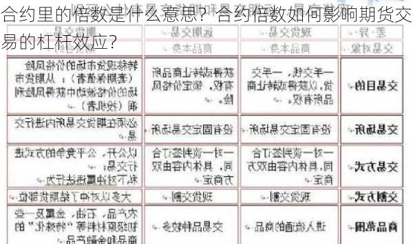 合约里的倍数是什么意思？合约倍数如何影响期货交易的杠杆效应？