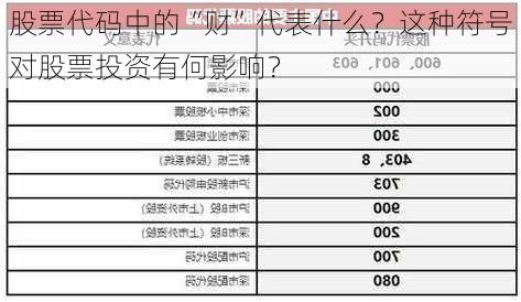 股票代码中的“财”代表什么？这种符号对股票投资有何影响？